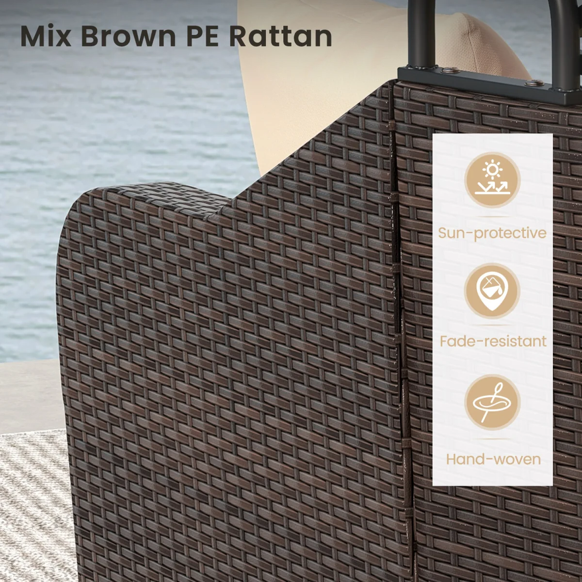 Patio PE Rattan Daybed - Brown – image 5