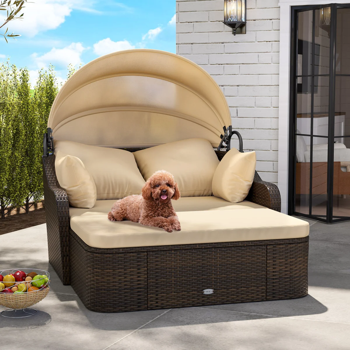 Patio PE Rattan Daybed - Brown – image 10