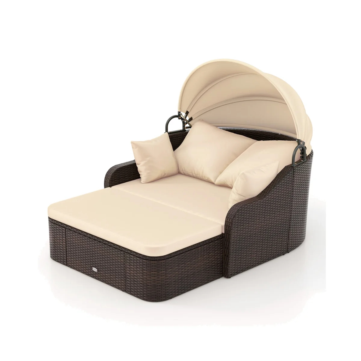 Patio PE Rattan Daybed - Brown – image 1