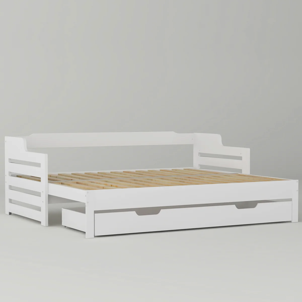 Single Daybed with Pull-Out Trundle and Storage Drawer - White – image 2