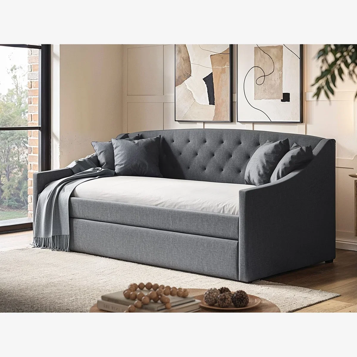 Aurora Grey Daybed with Trundle - Grey