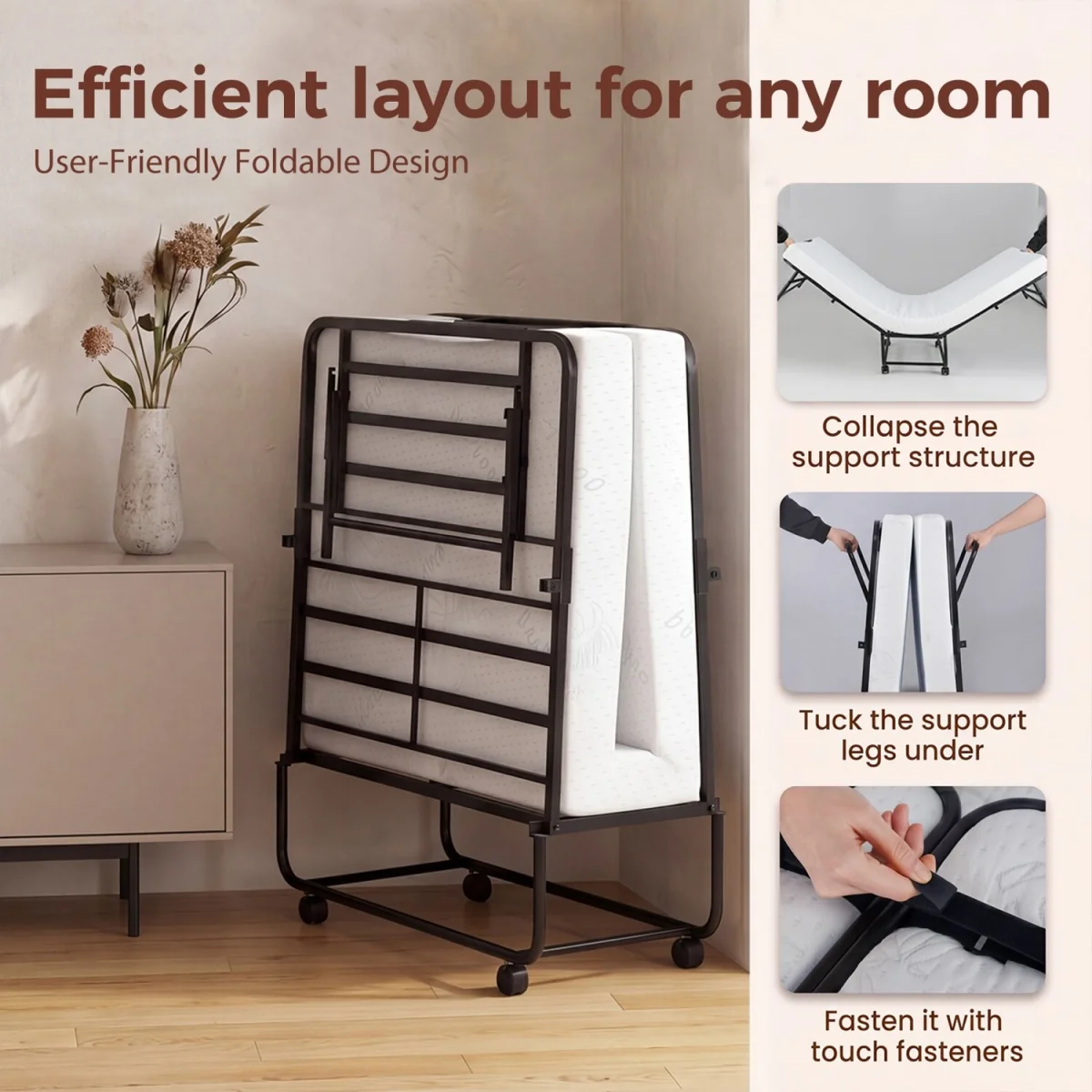 Metal Frame Folding Bed with Mattress – image 2