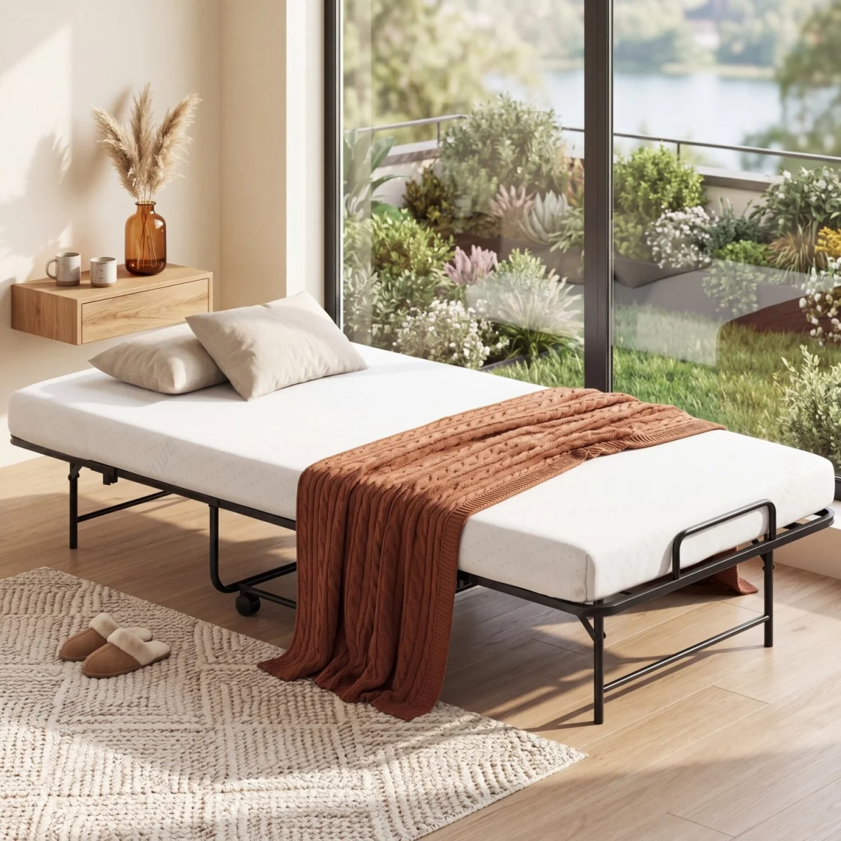 Metal Frame Folding Bed with Mattress – image 4