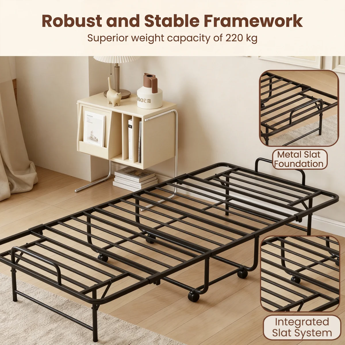 Metal Frame Folding Bed with Mattress – image 8