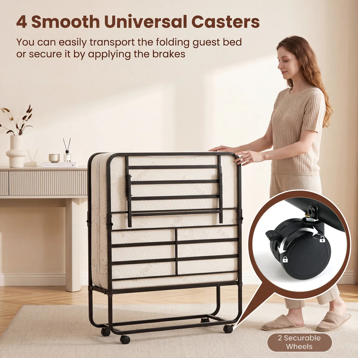 Metal Frame Folding Bed with Mattress – image 10