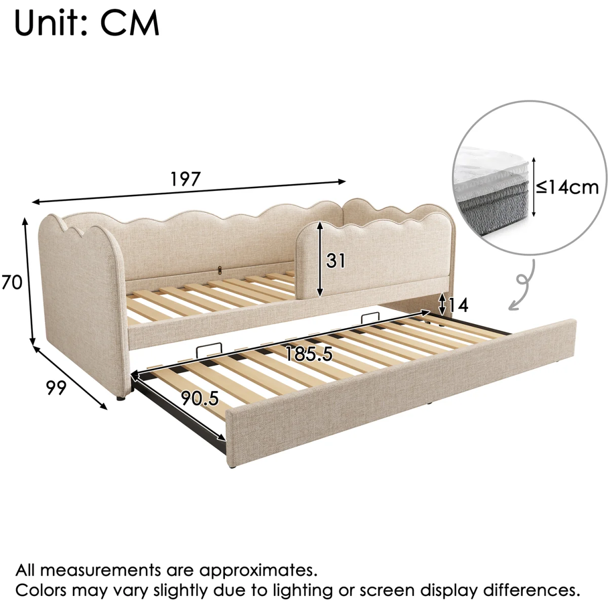 Cloud-Shaped Daybed - Beige – image 2