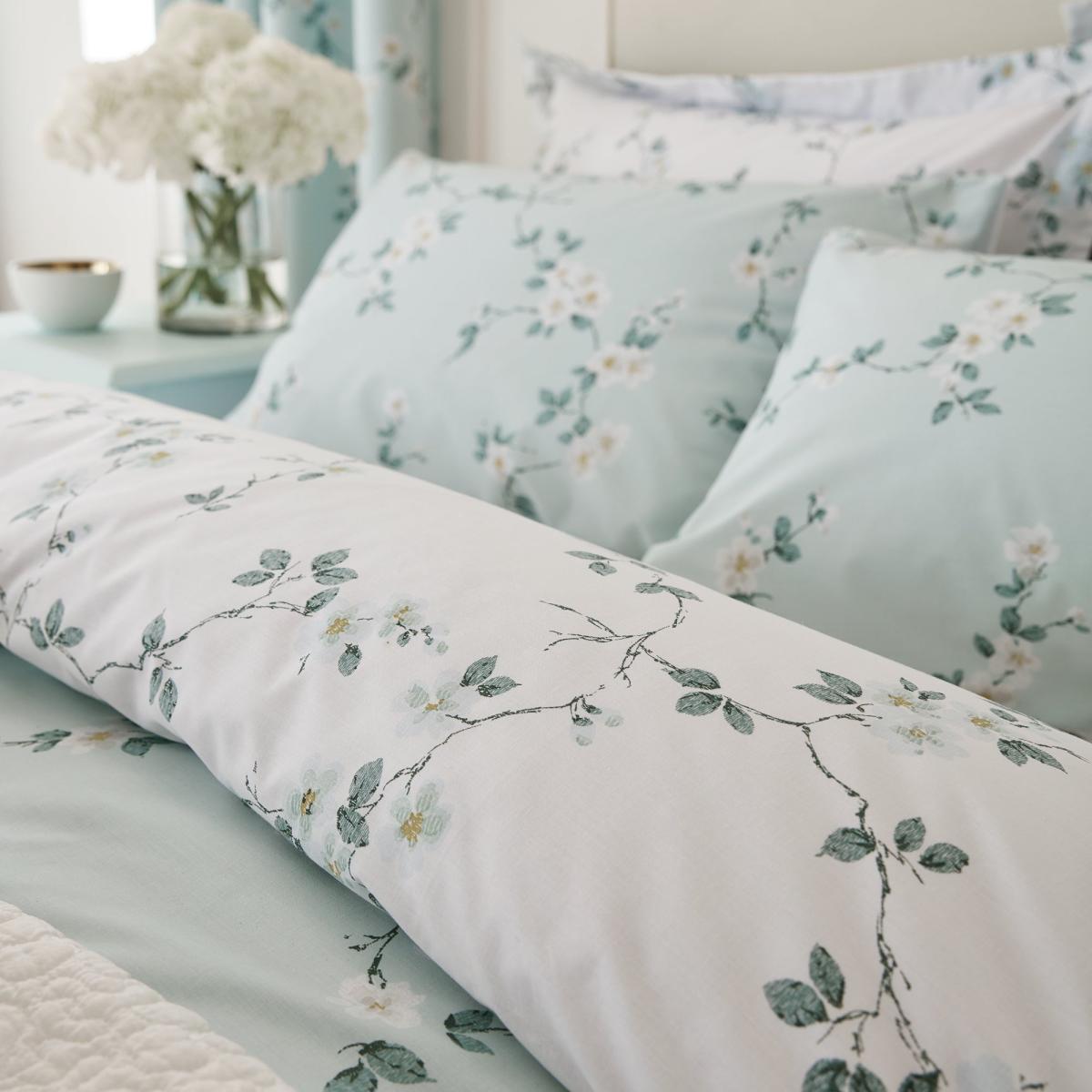 Edith Duck Egg Floral Reversible Duvet Cover and Pillowcase Set Duck Egg – image 5