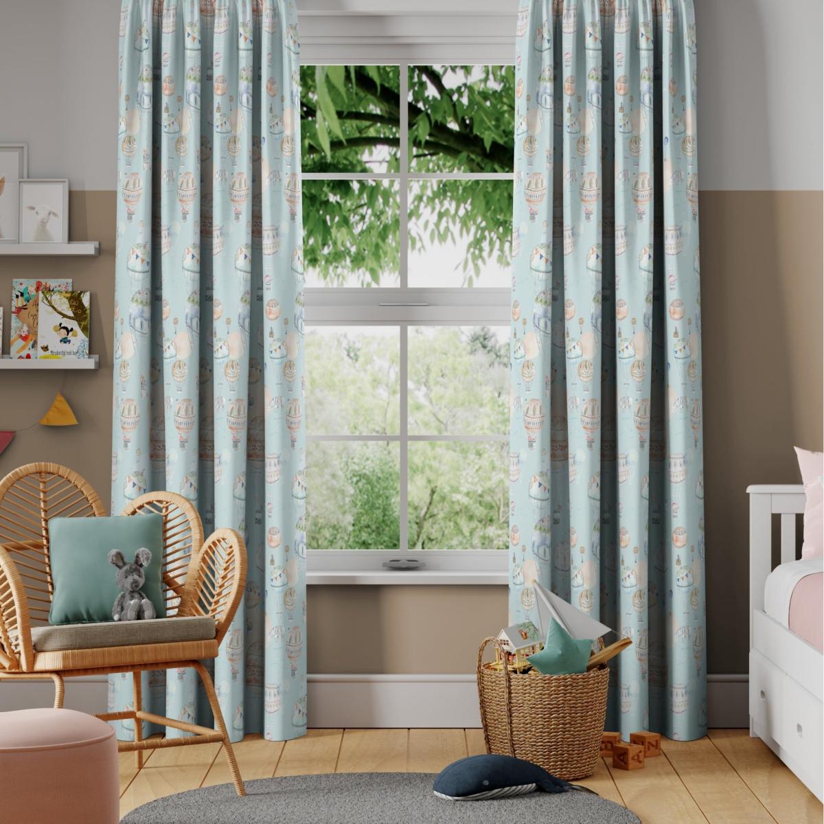 Little Adventurers Hot Air Balloon Made to Measure Curtains Hot Air Balloon Sky – image 2