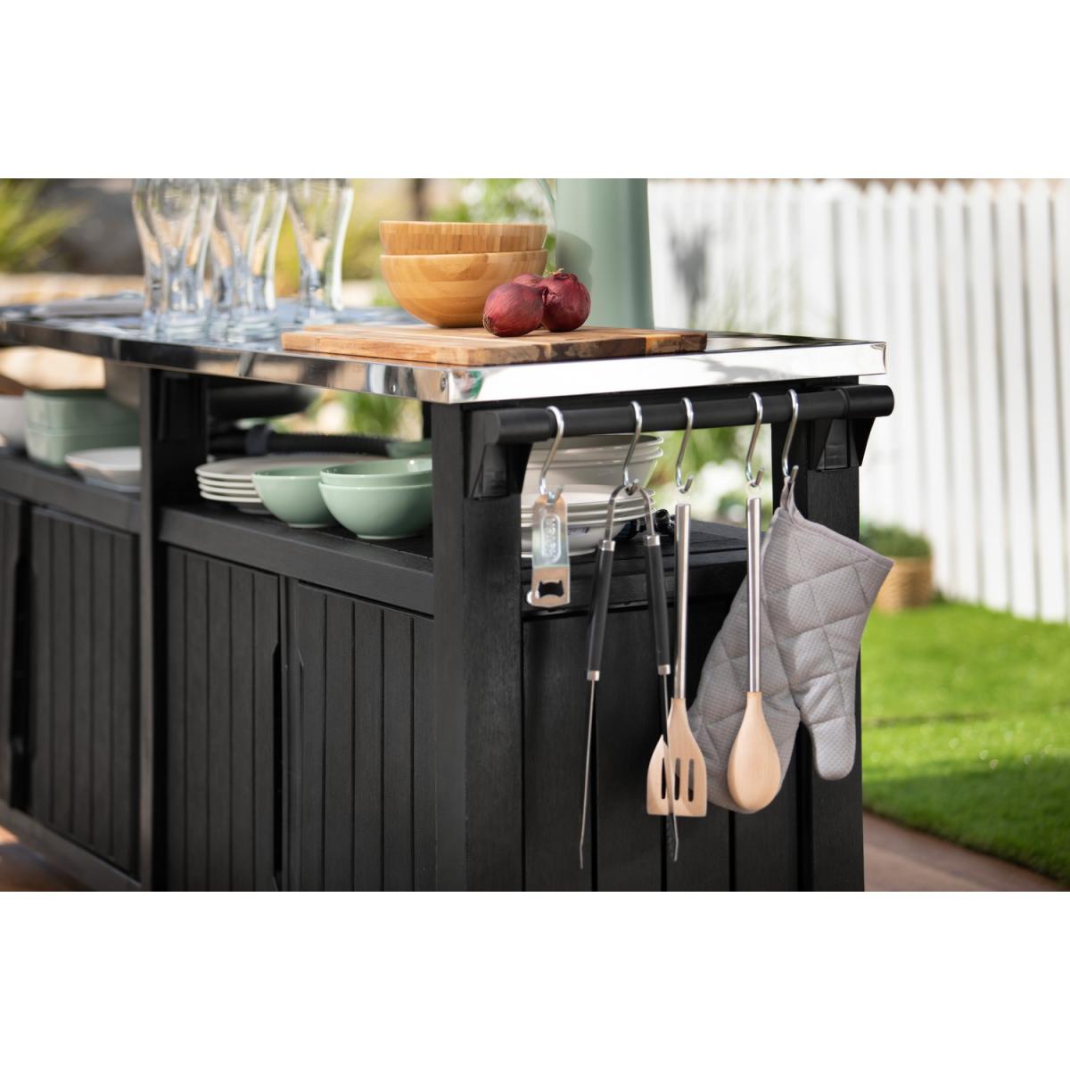 Black Wood Effect Outdoor Kitchen Unit - Keter Unity Chef Kitchen – image 3
