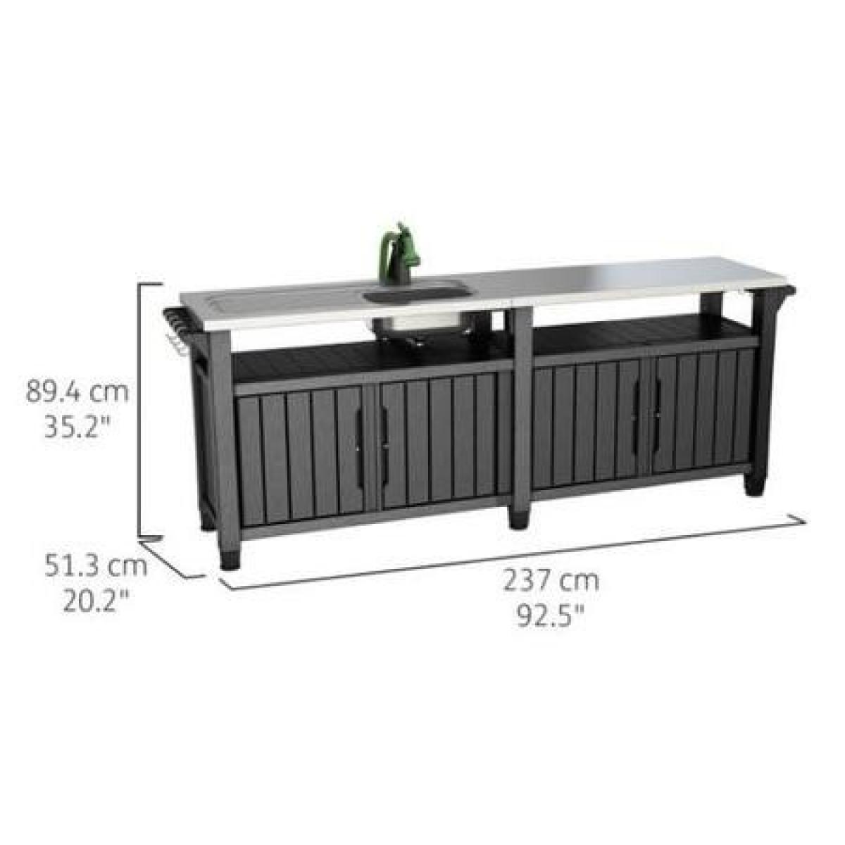 Black Wood Effect Outdoor Kitchen Unit - Keter Unity Chef Kitchen – image 5