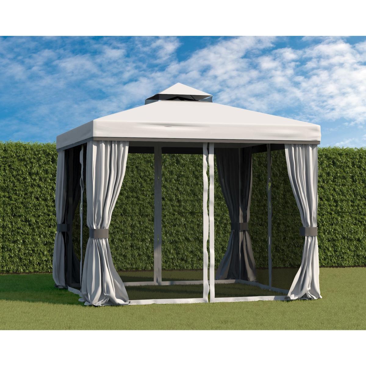 3x3m Grey Gazebo with Curtains and Mosquito Net – image 2