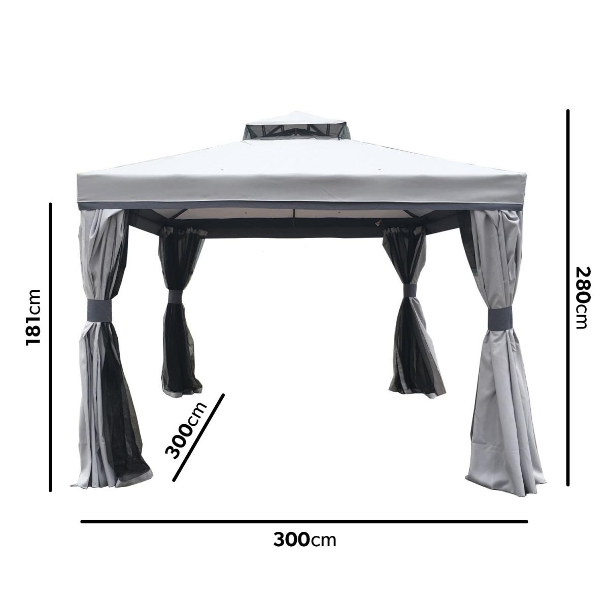 3x3m Grey Gazebo with Curtains and Mosquito Net – image 3