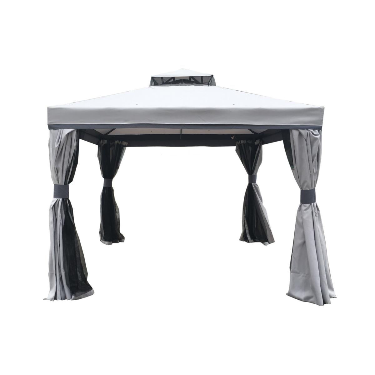 3x3m Grey Gazebo with Curtains and Mosquito Net – image 4