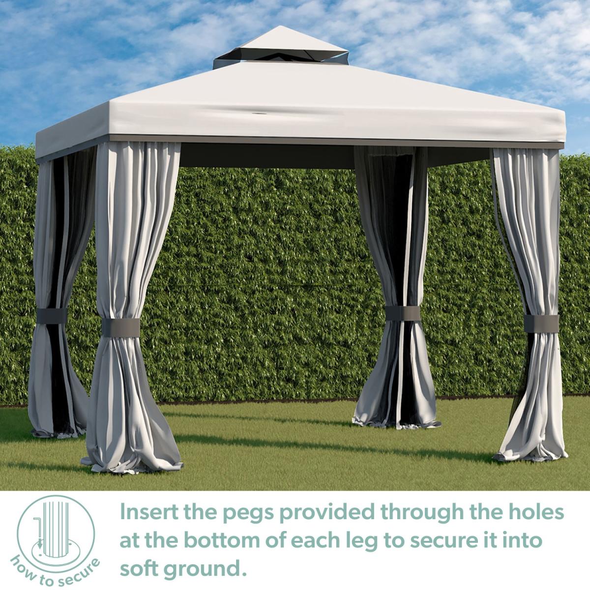 3x3m Grey Gazebo with Curtains and Mosquito Net – image 7