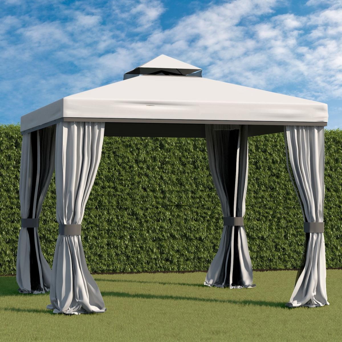 3x3m Grey Gazebo with Curtains and Mosquito Net – image 1
