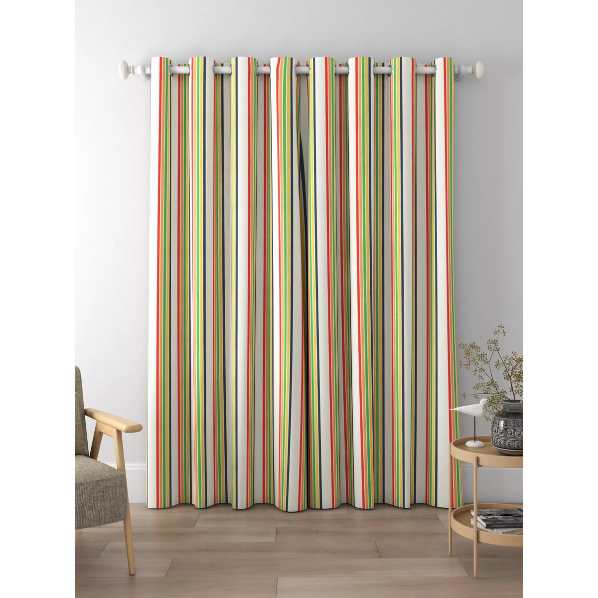 Harlequin Helter Skelter Stripe Made to Measure Curtains and Roman Blind, Navy/Poppy/Apricot – image 4