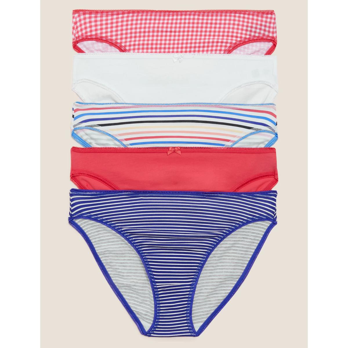 M&S Womens 5pk Cotton Rich High Leg Knickers - 12 - Red Mix, Red Mix – image 2