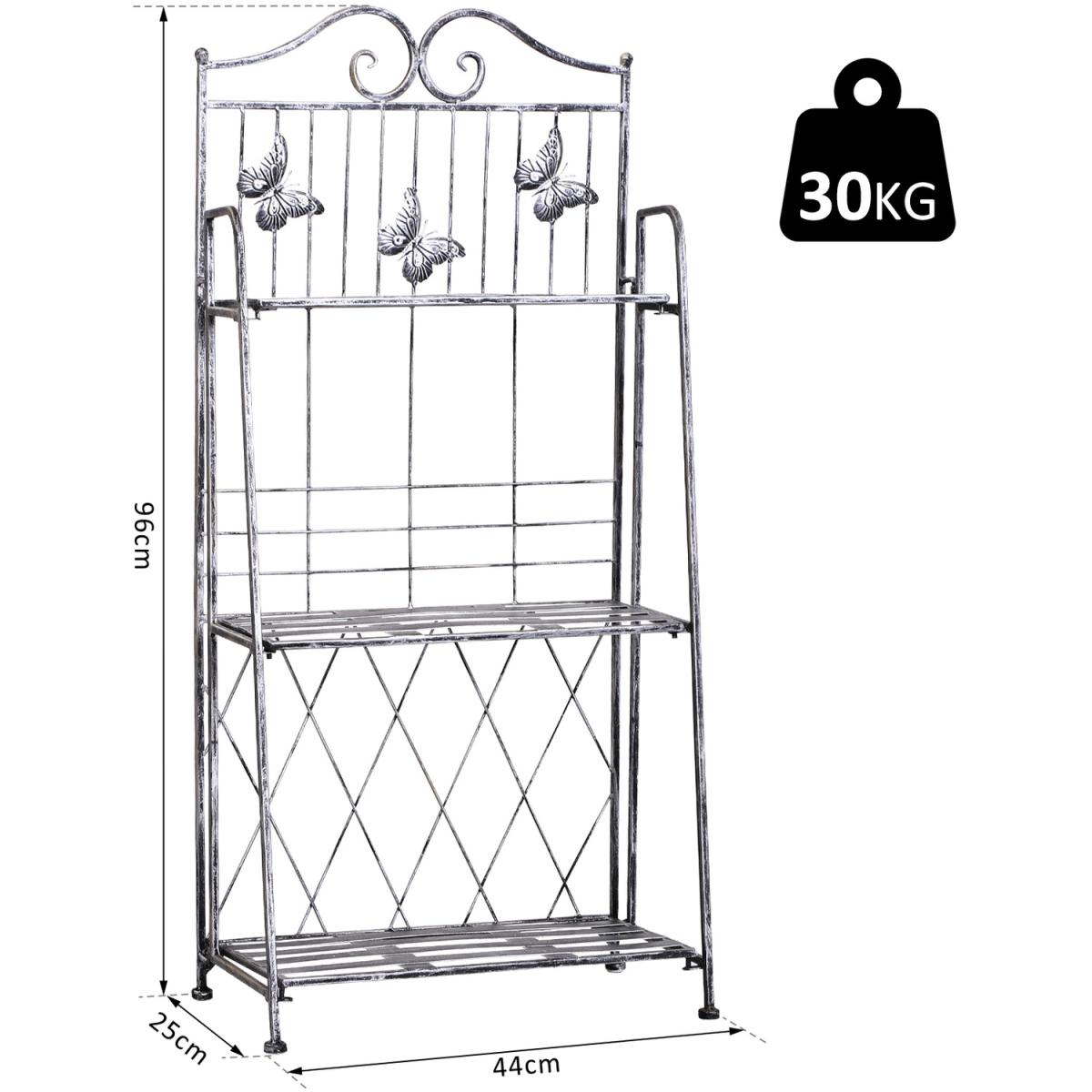 3 Tier Metal Folding Plant Stand  - Silver Grey – image 2