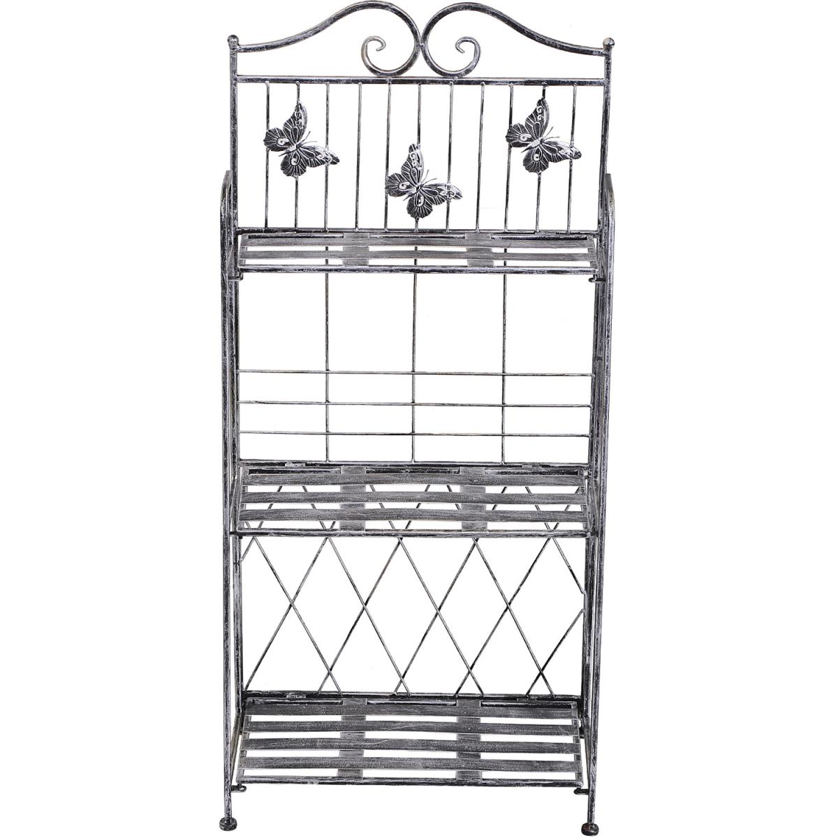 3 Tier Metal Folding Plant Stand  - Silver Grey – image 4