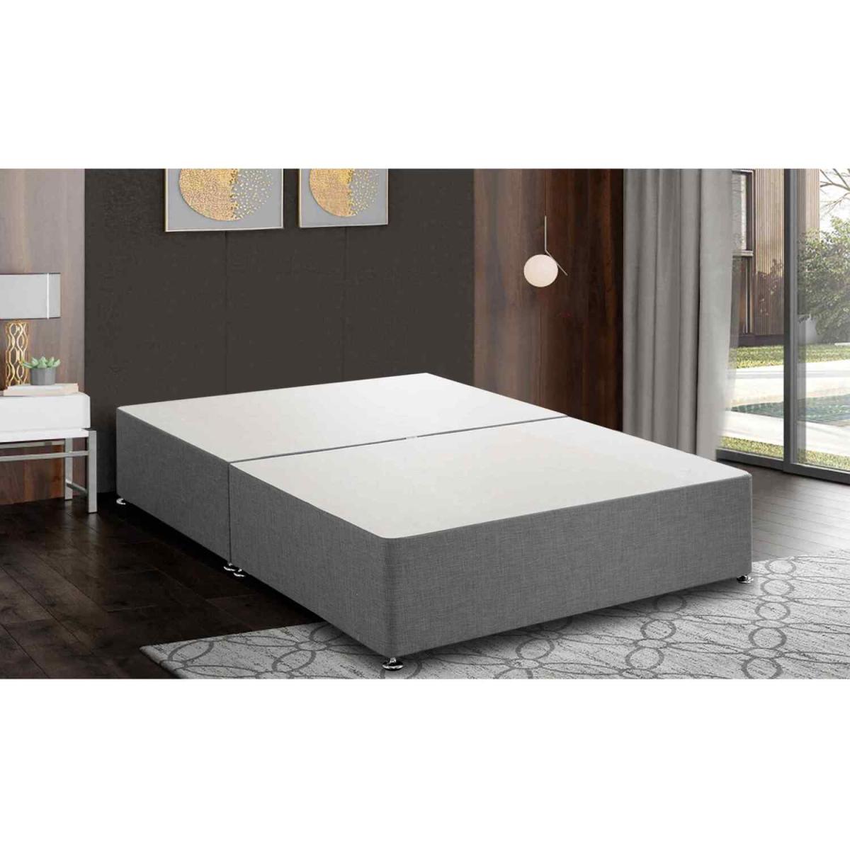 Amara Divan Base Only - Plush Fabric, 2 Drawers Left Side - Silver / Single – image 3