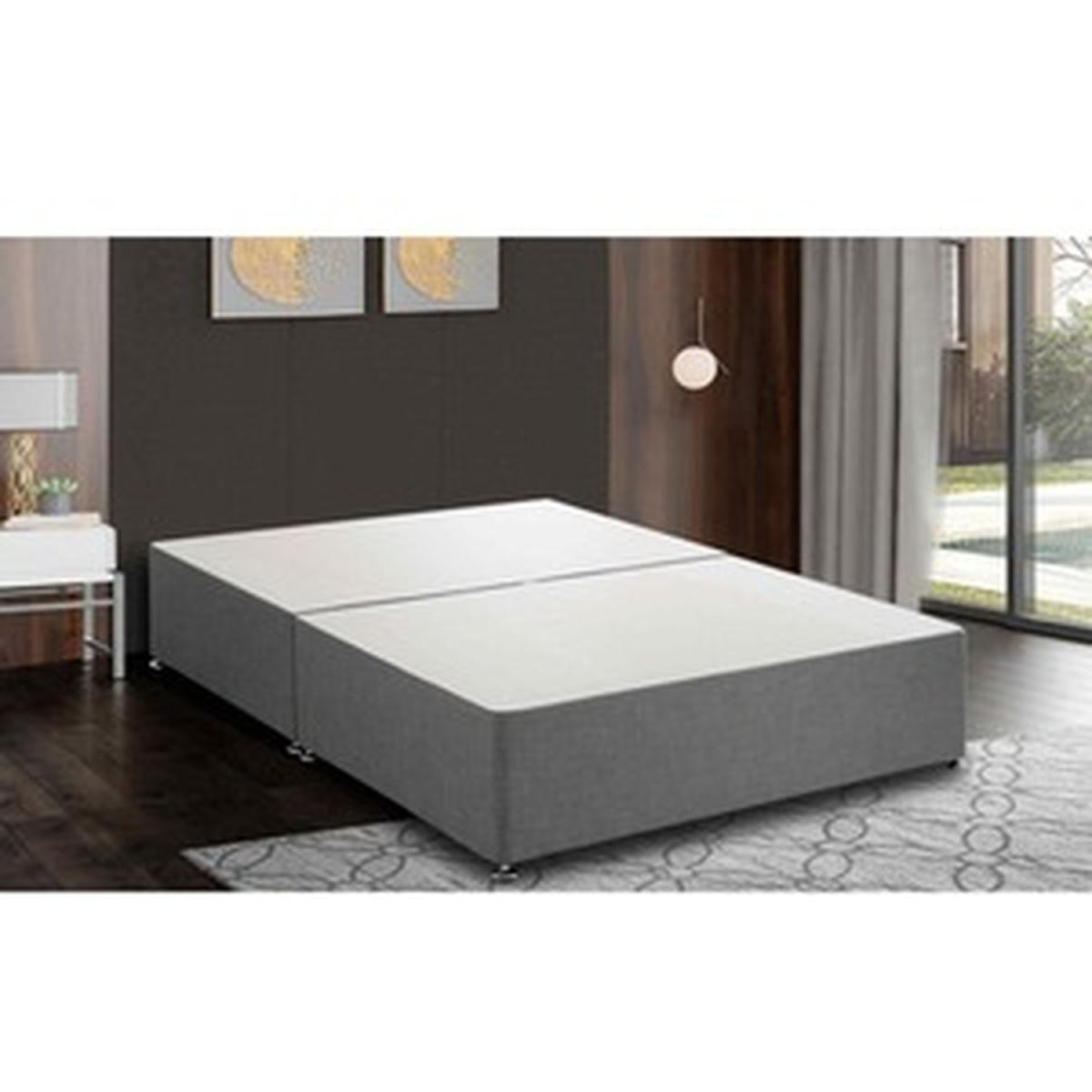 Amara Divan Base Only - Plush Fabric, 2 Drawers Left Side - Silver / Single – image 4