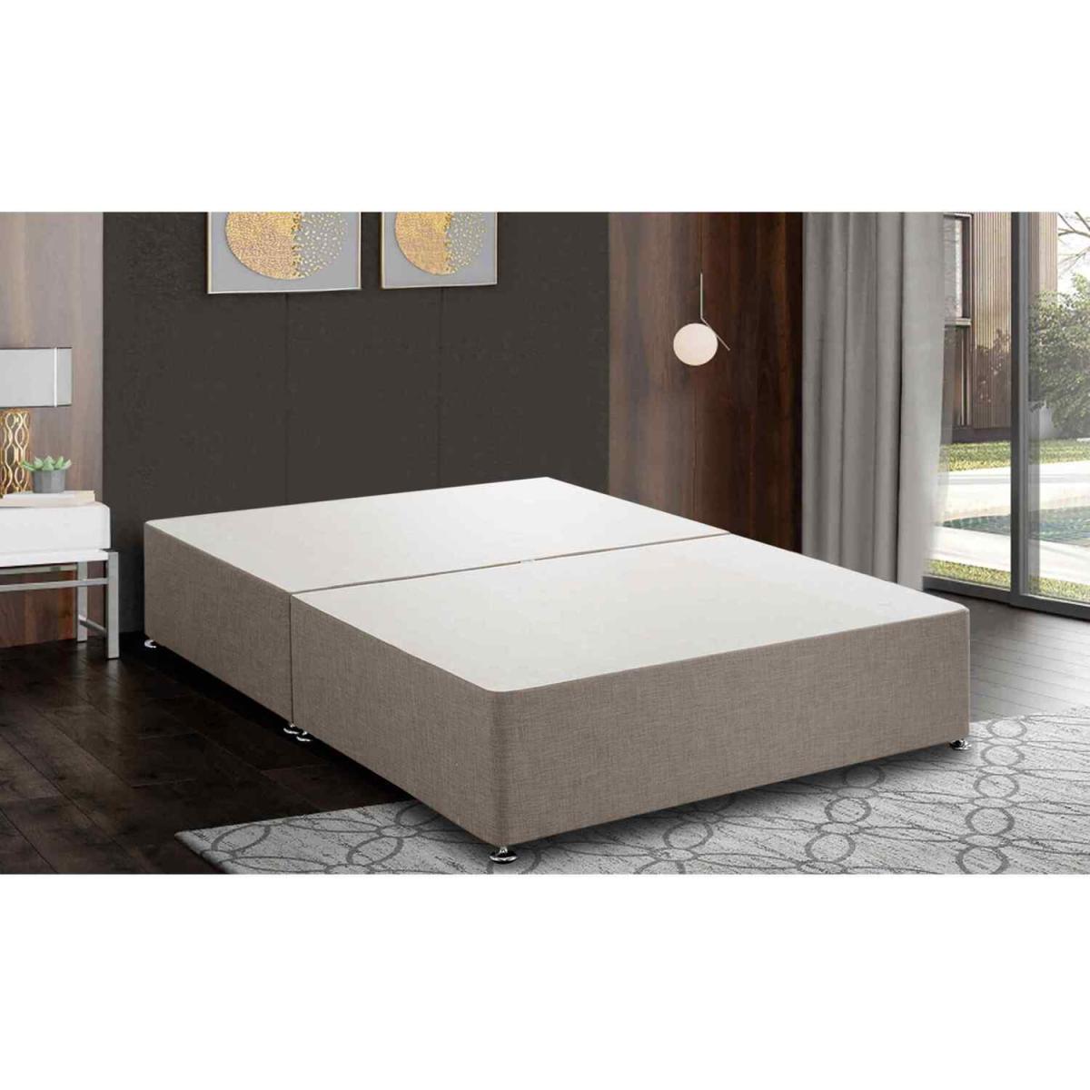 Amara Divan Base Only - Plush Fabric, 2 Drawers Right Side - Mink / Single – image 2