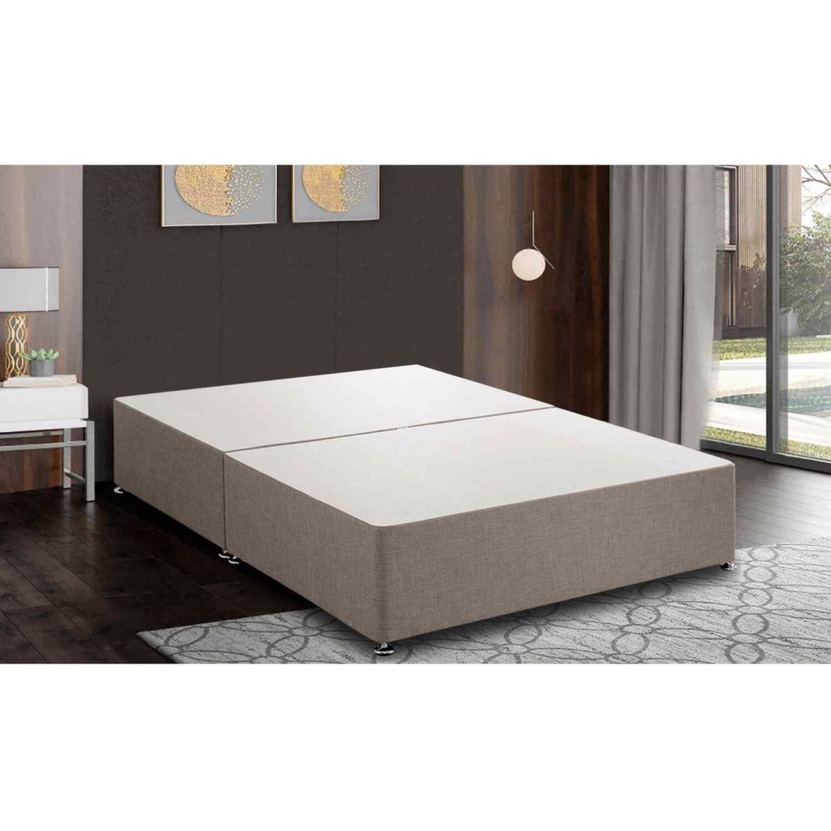 Amara Divan Base Only - Plush Fabric, 2 Drawers Right Side - Mink / Single – image 4