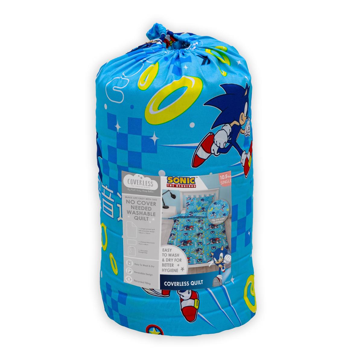 Sonic the Hedgehog Single Coverless 10.5 Tog Duvet with Pillowcase Blue – image 4