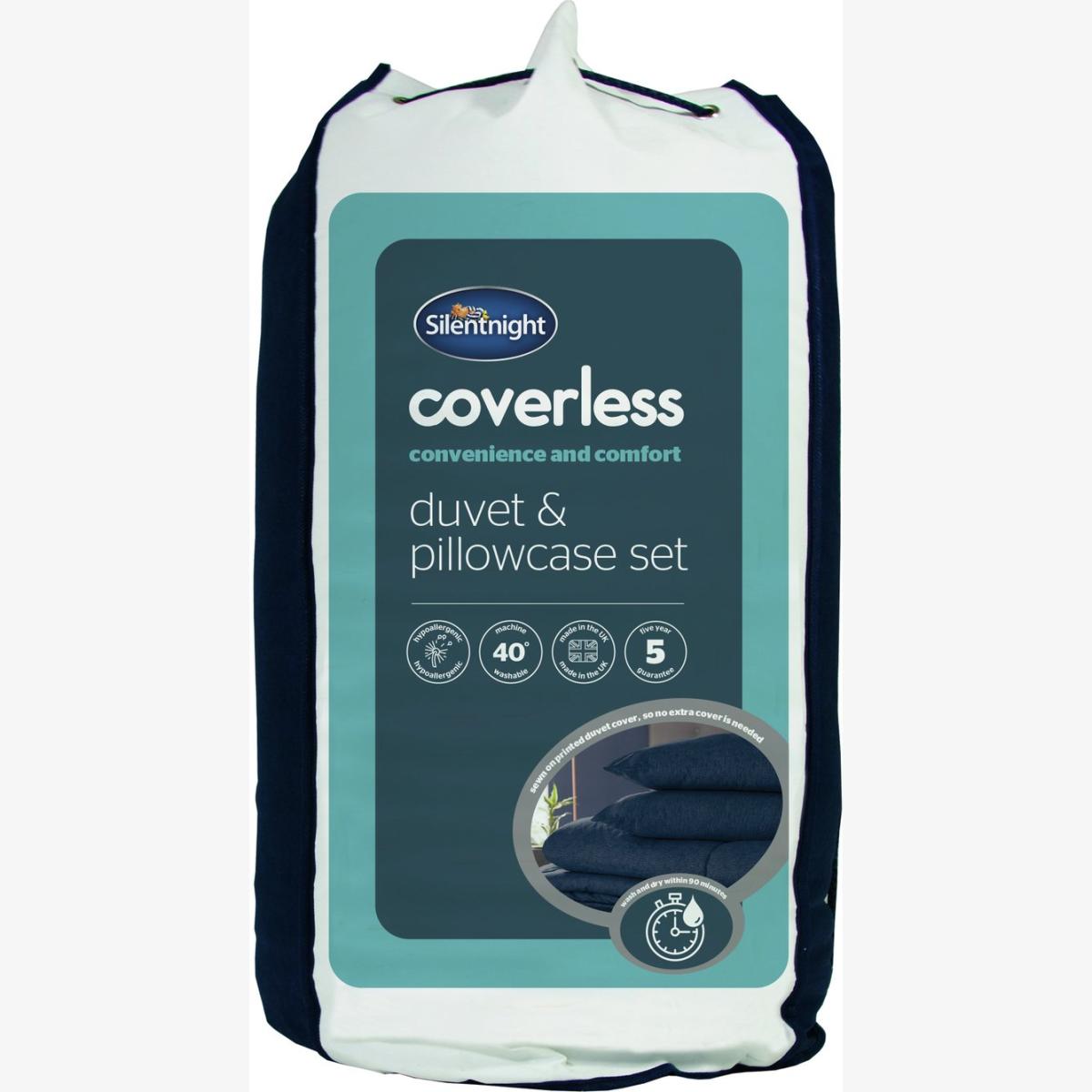 Silentnight Coverless 10.5Tog Navy Duvet &Pillowcase- Single – image 1