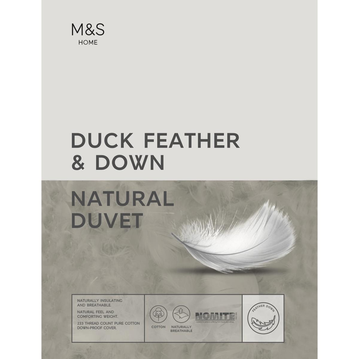 M&S Duck Feather & Down 4.5 Tog Duvet - SGL - White, White – image 2
