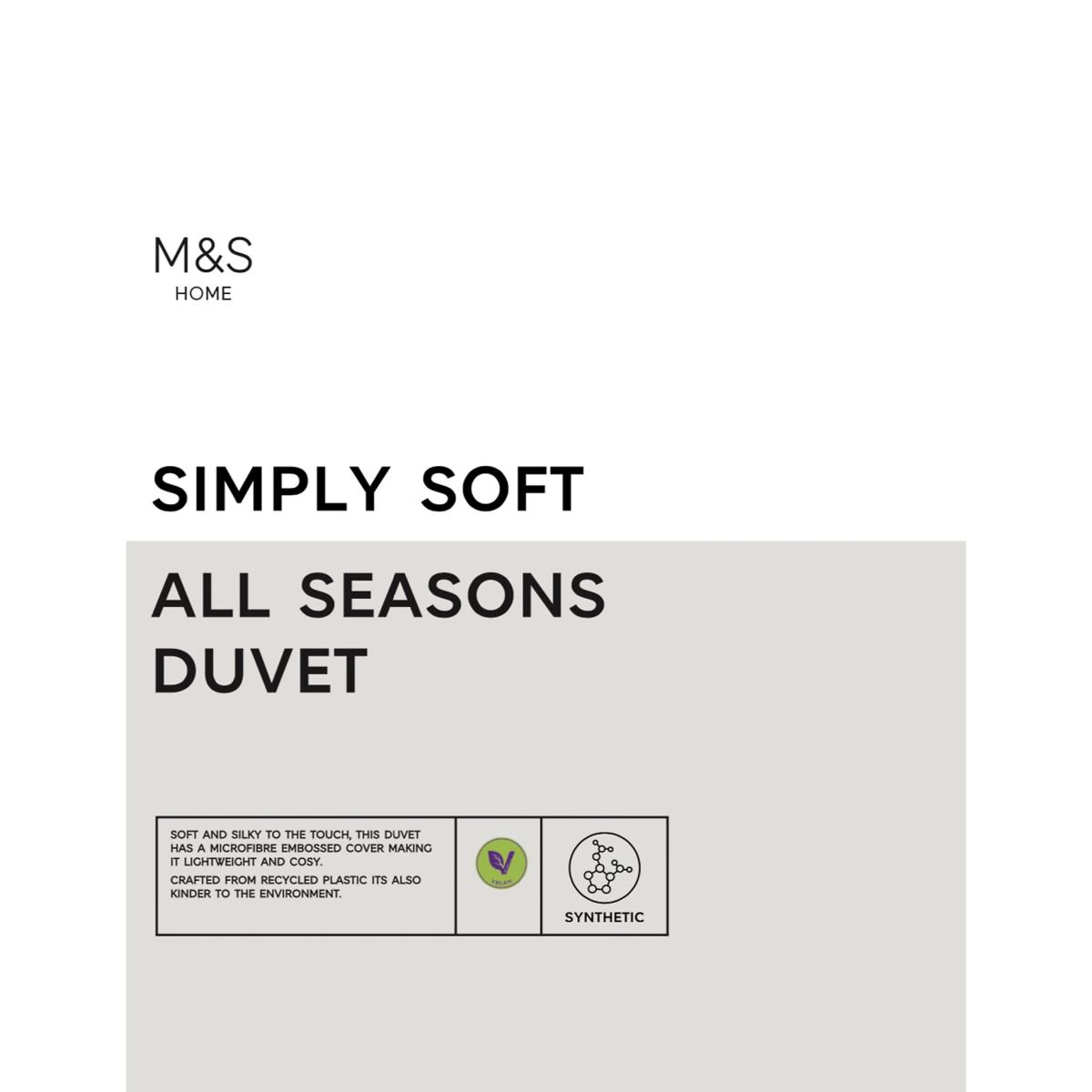 M&S Simply Soft 13.5 Tog All Seasons Duvet - SGL - White, White – image 2