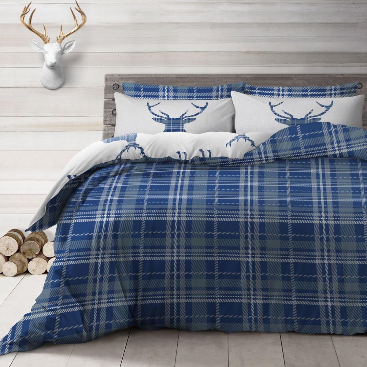 Classic Stag Check Duvet Set - Navy / Single – image 2