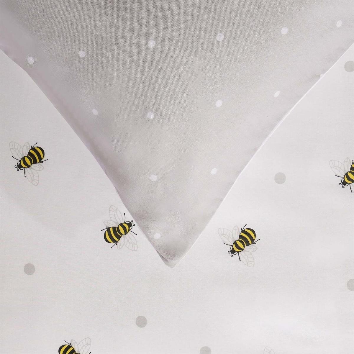 Bee Print Reversible Spotty Duvet Set - White / Single – image 6