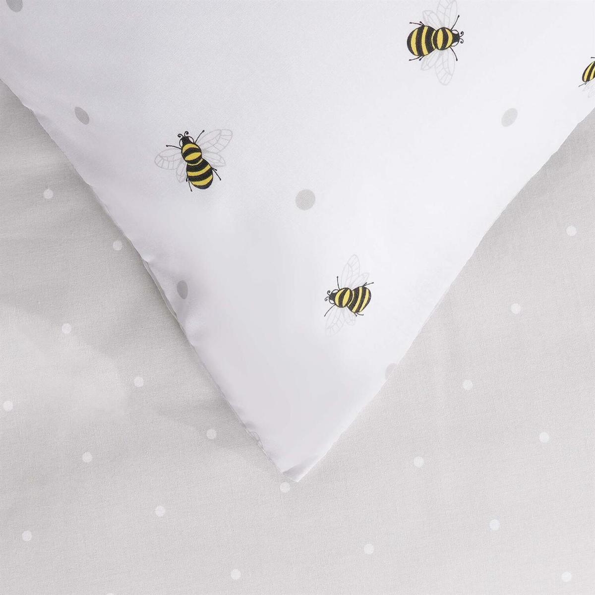 Bee Print Reversible Spotty Duvet Set - White / Single – image 7