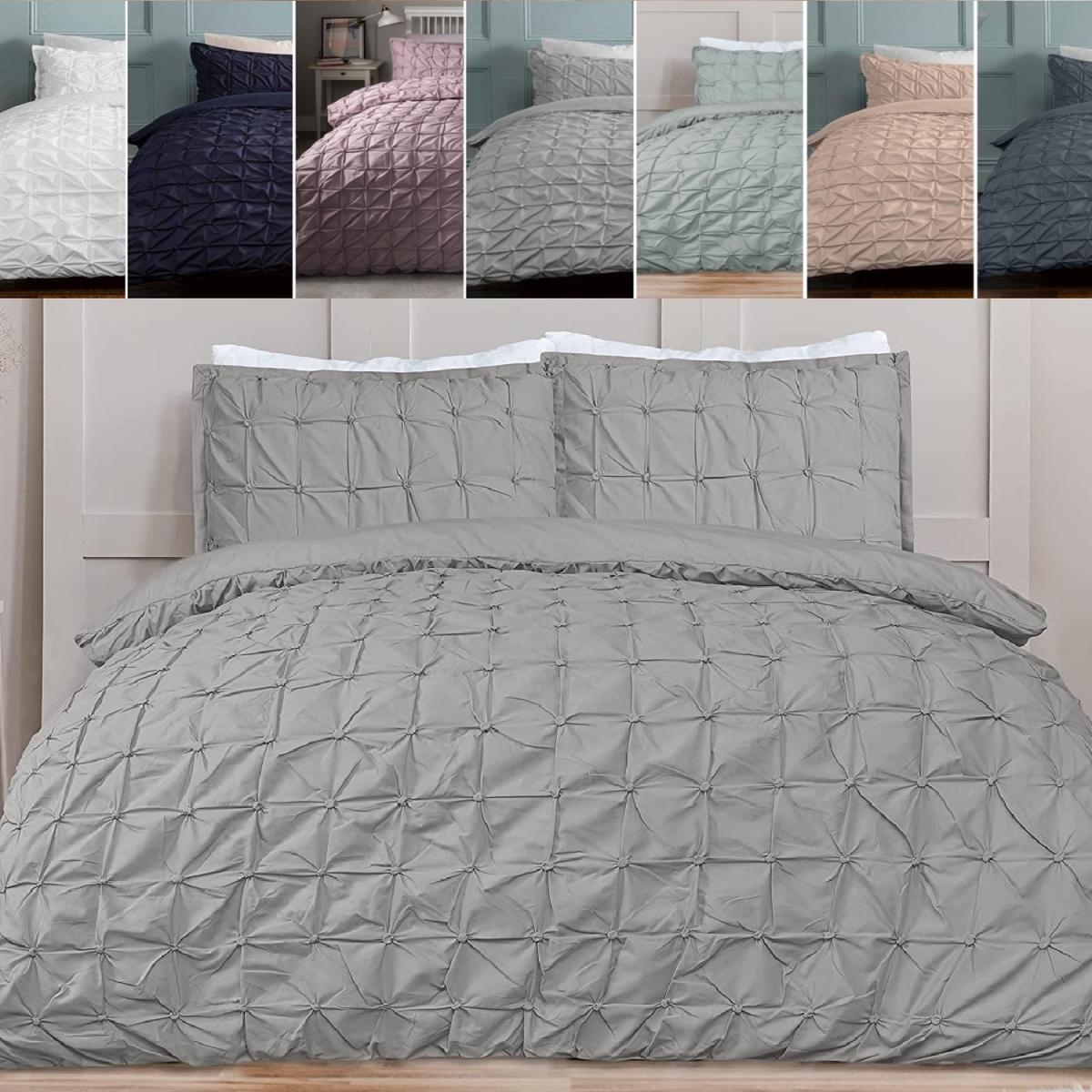 Sleepdown Rouched Pleat Duvet Set Quilt Cover Bedding - Charcoal / Single – image 8