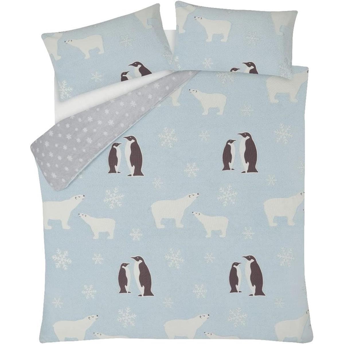 Glow In The Dark Penguin and Polar Bear Fleece Duvet Set Bedding - Grey / Single – image 2