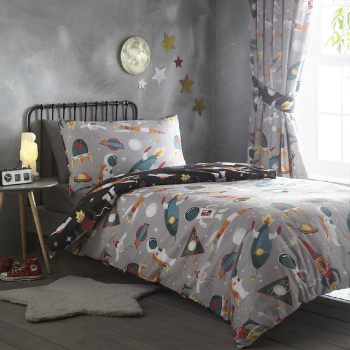Spaceman Duvet Set - Grey / Single – image 1