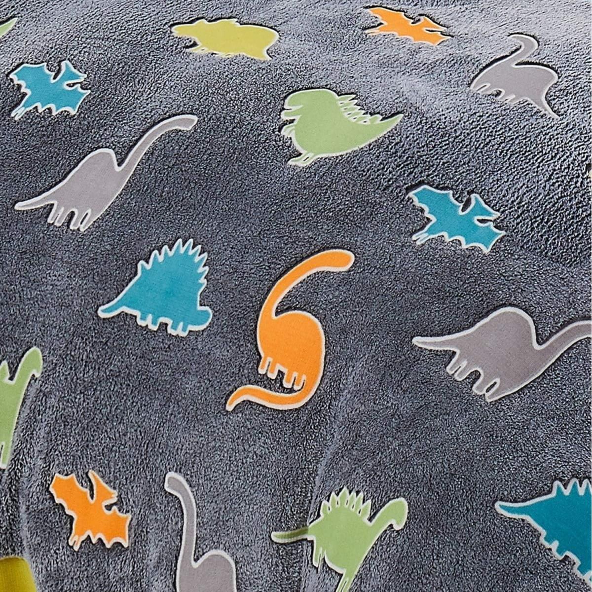 Glow In The Dark Dinosaur Fleece Duvet Set Childrens Bedding - Grey / Single – image 2