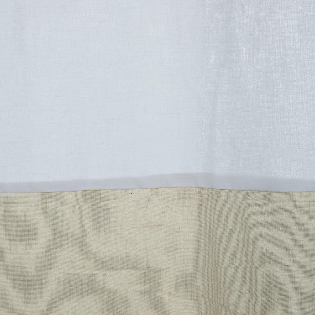 Linen Block Natural Tab Top Voile Blue and Brown – image 3