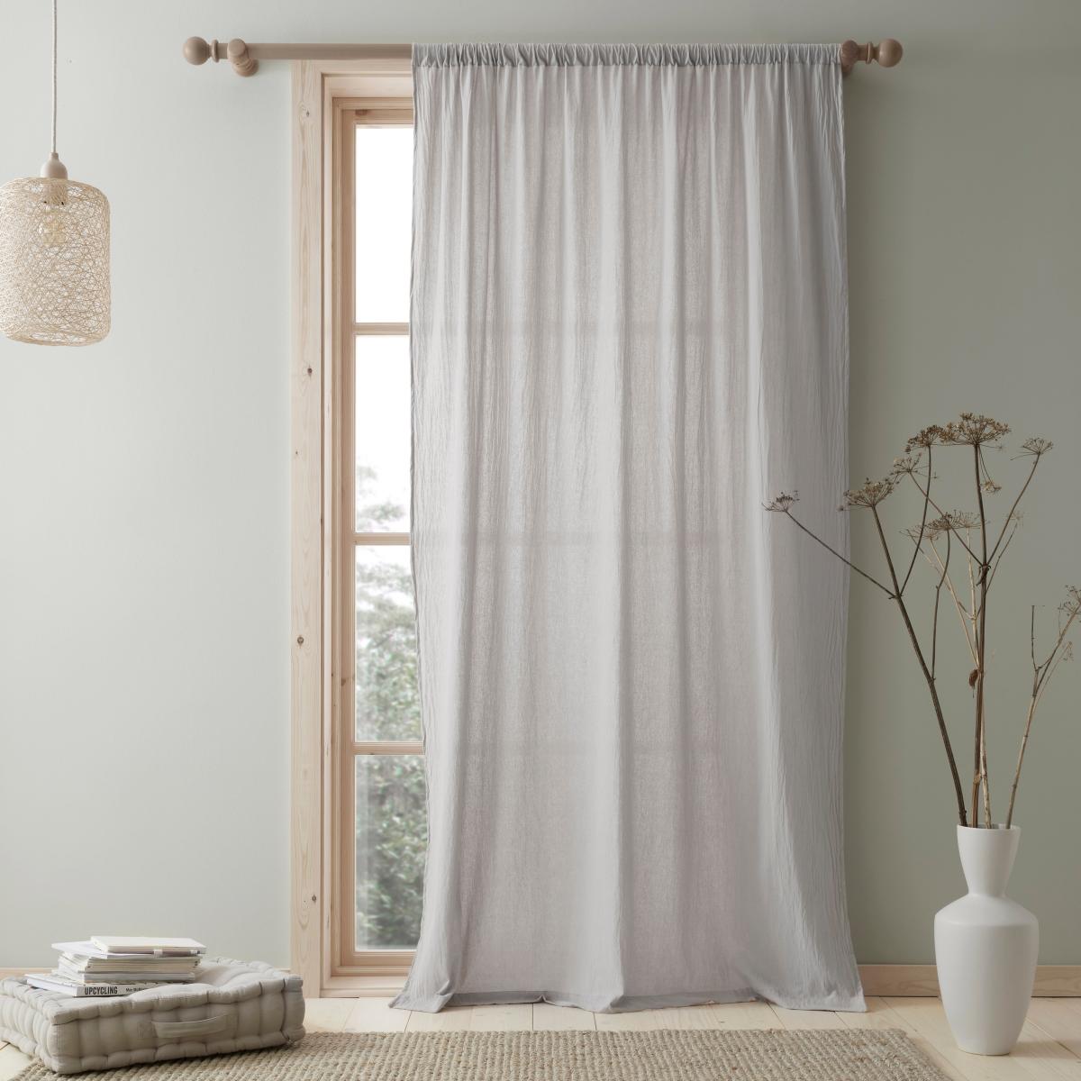 Crinkle Cotton Grey Slot Top Single Voile Panel Grey – image 2