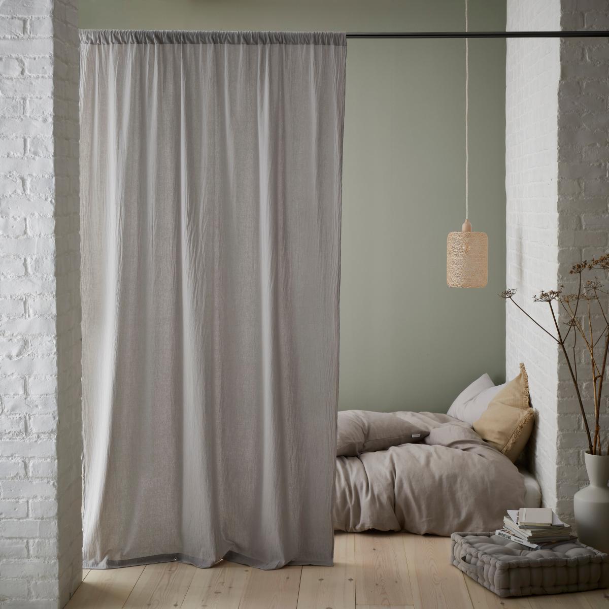 Crinkle Cotton Grey Slot Top Single Voile Panel Grey – image 4