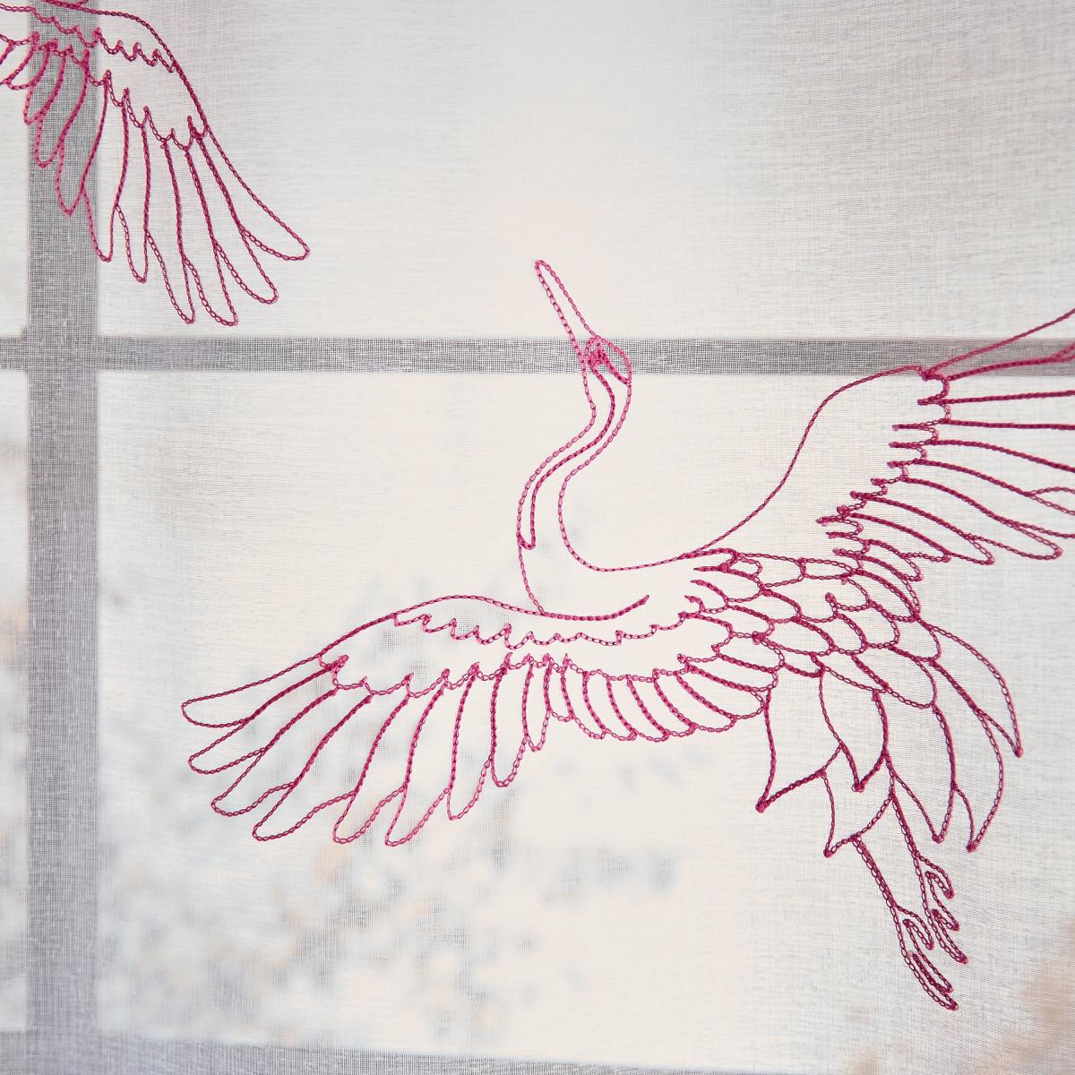 Crane Embroidery Pink Slot Top Single Voile Panel Pink/White – image 3