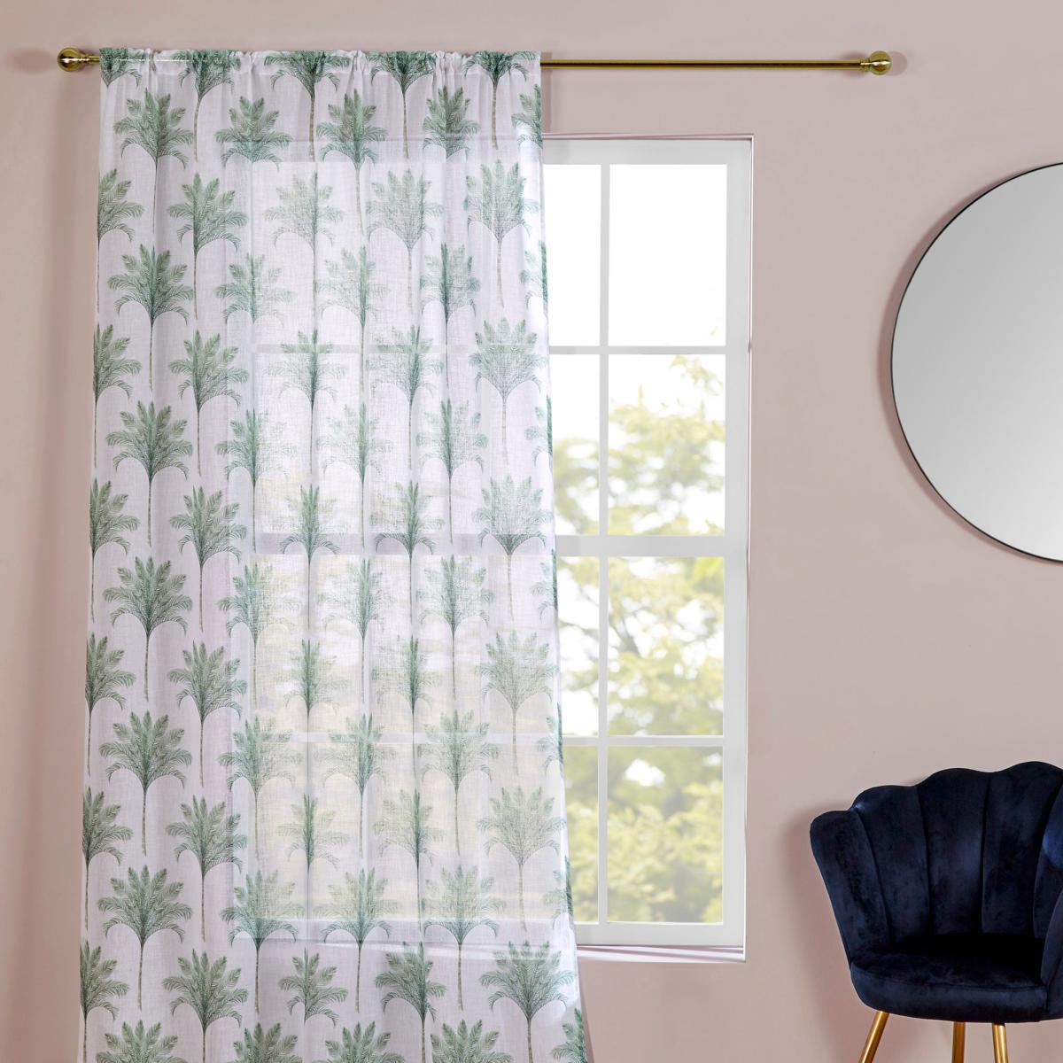 Palm Tree Green Slot Top Single Voile Panel Green and White – image 2