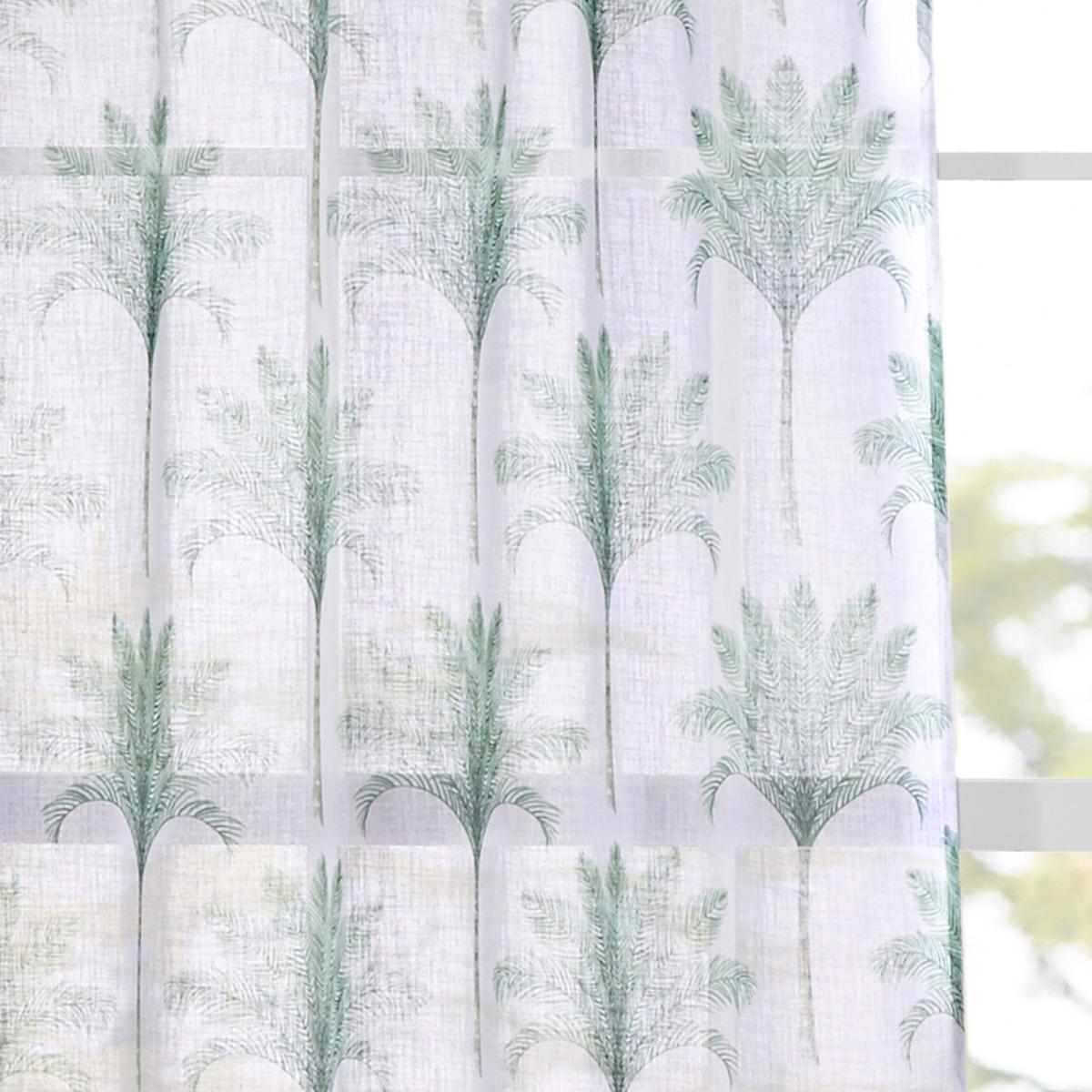 Palm Tree Green Slot Top Single Voile Panel Green and White – image 3