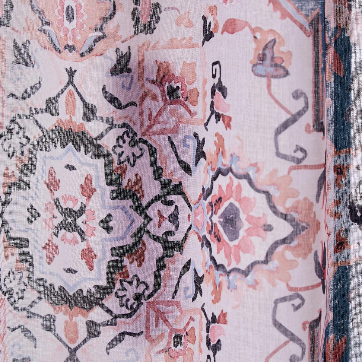 Printed Oriental Pink Slot Top Single Voile Panel Pink – image 3