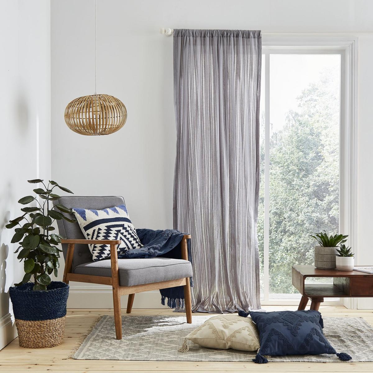 Pineapple Elephant Zofia Broderie Anglaise Slot Top Voile Curtain Panel Grey – image 2