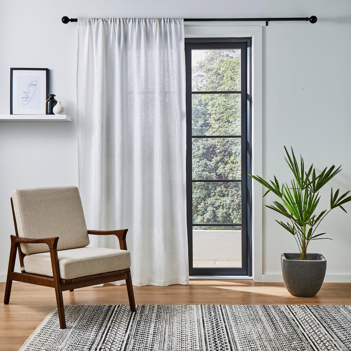 Raised Jacquard Voile Panel White – image 2