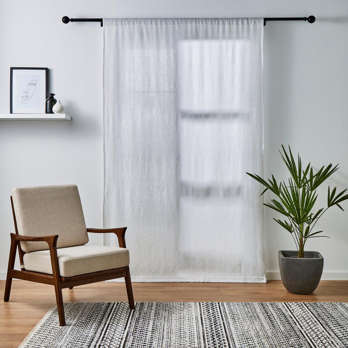 Raised Jacquard Voile Panel White – image 4