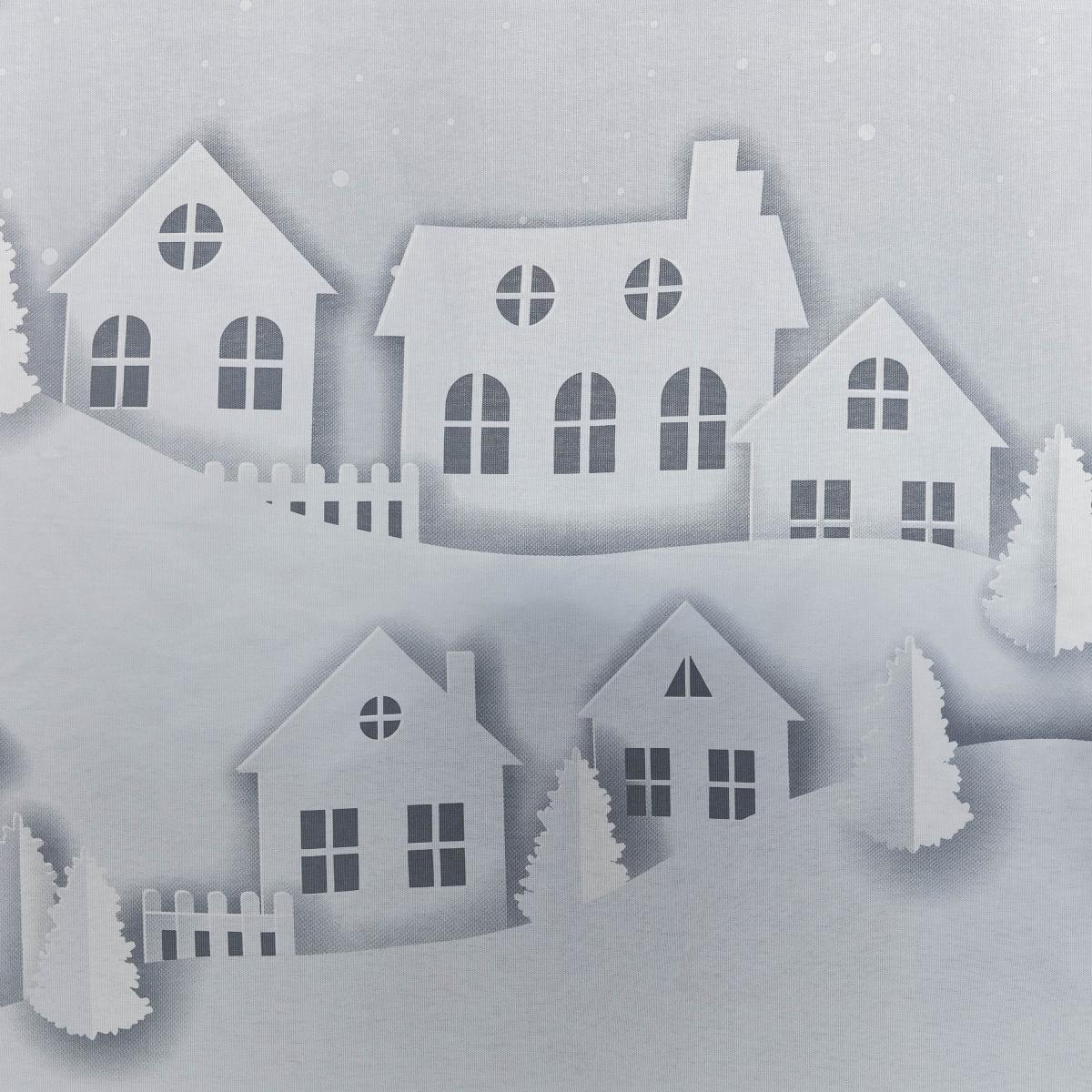 Catherine Lansfield Santa's Christmas Roof Tops Single Curtain Panel Grey – image 2