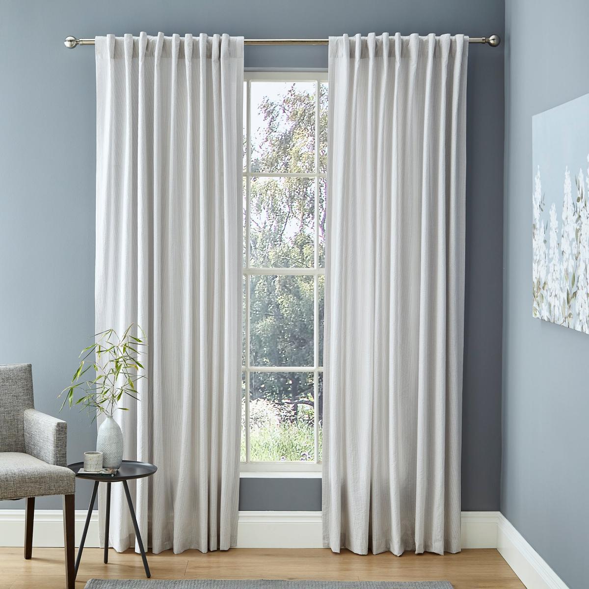 Burford Seersucker Slot Top Voile Panel Grey – image 2
